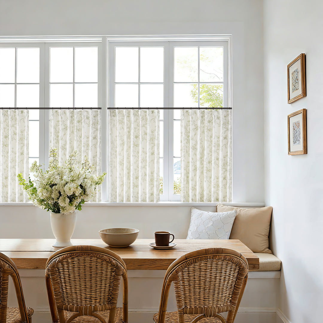 Rosalie Floral Linen Pleated Curtains