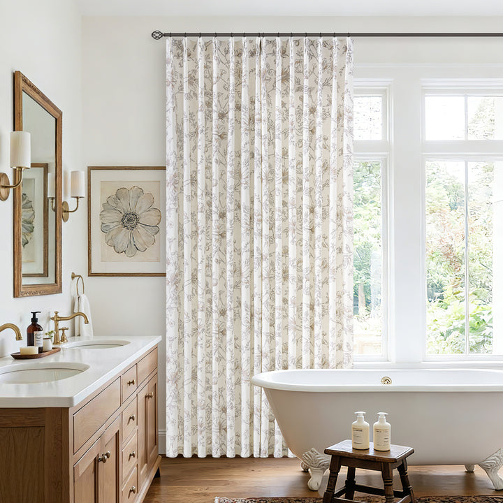 Rosalie Floral Linen Pleated Curtains
