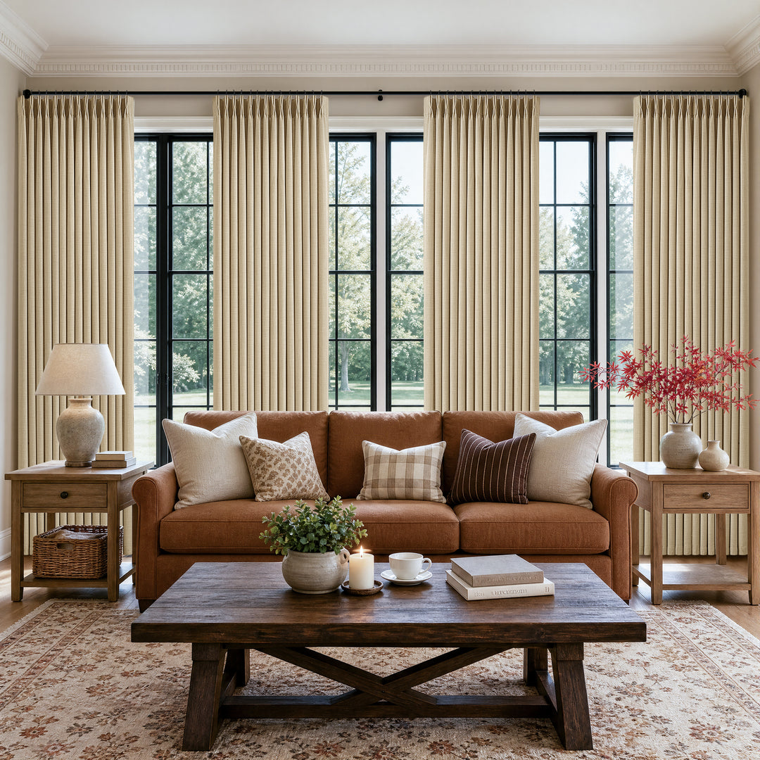 Elodie Thick Linen Blend Pinch Pleat Curtains