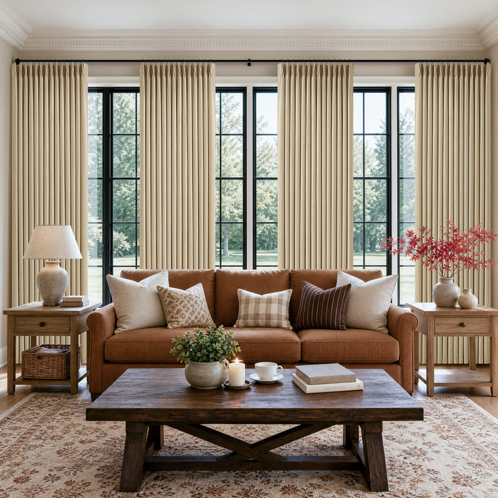 Elodie Thick Linen Blend Pinch Pleat Curtains