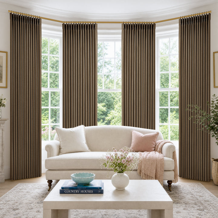 Elodie Thick Linen Blend Pinch Pleat Curtains