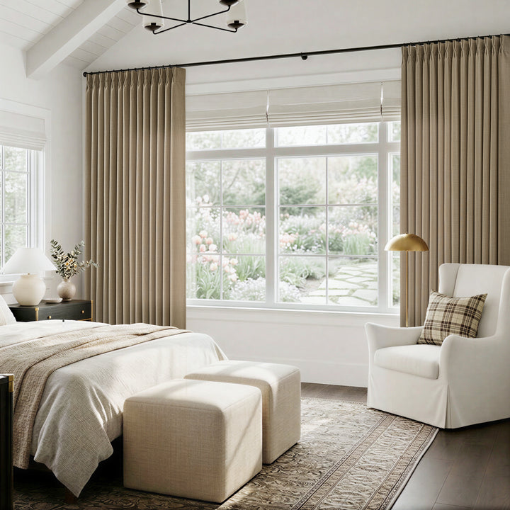 Elodie Thick Linen Blend Pinch Pleat Curtains