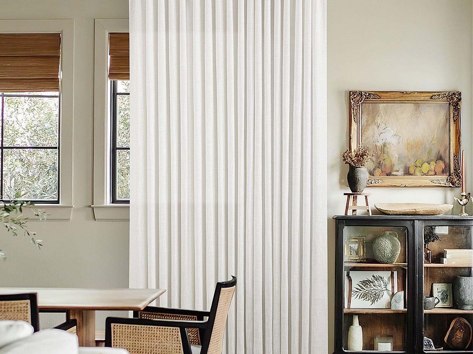 Pinch pleat curtains for living room windows with a clean and tailored look