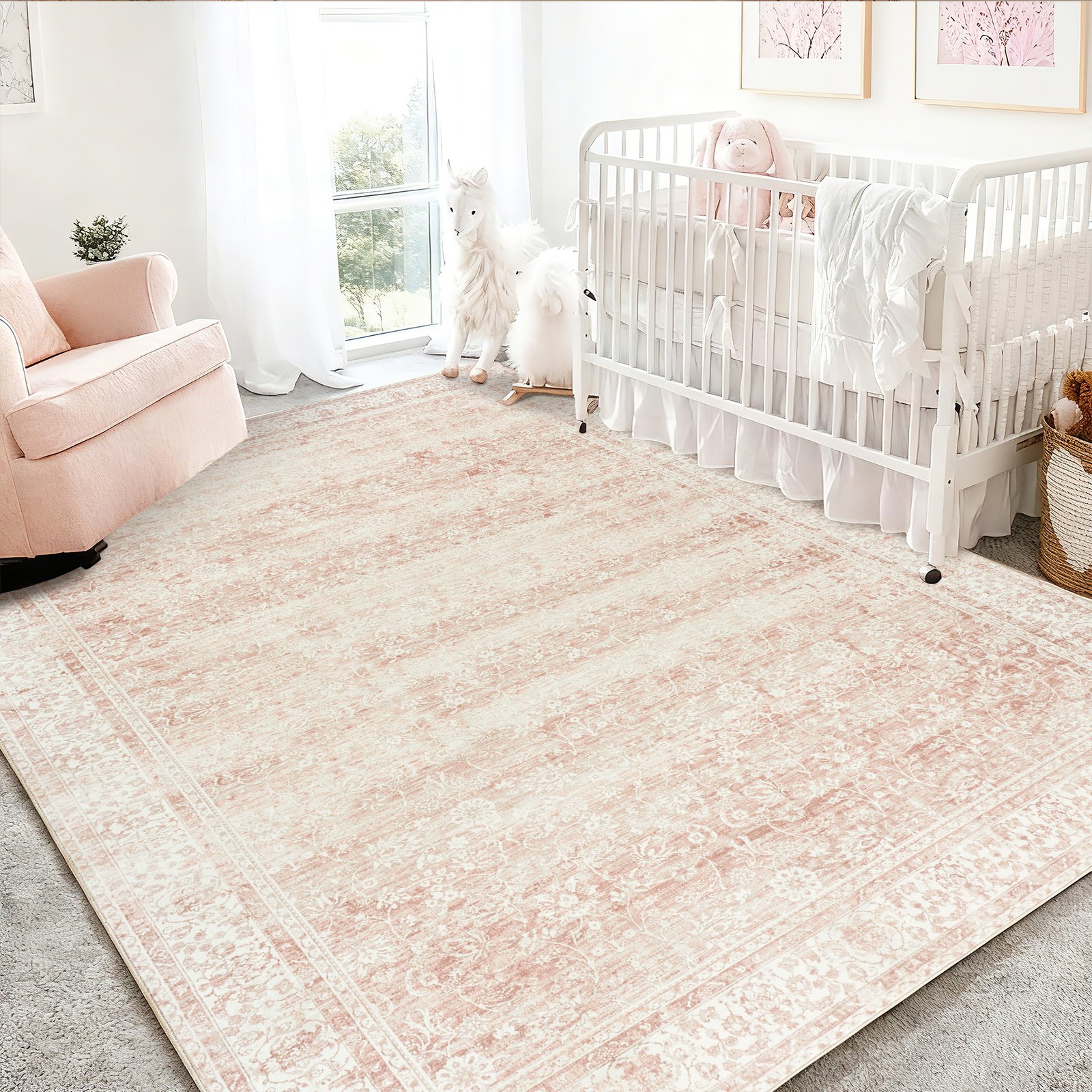 Pink Nursery Rug for Baby Girl 5 x 7